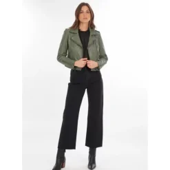 Biker Jackets*OAKWOOD Nikko Almond - Short Jacket In Genuine Washed Effet Leather