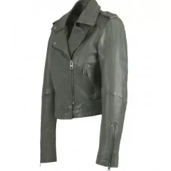 Biker Jackets*OAKWOOD Nikko Almond - Short Jacket In Genuine Washed Effet Leather