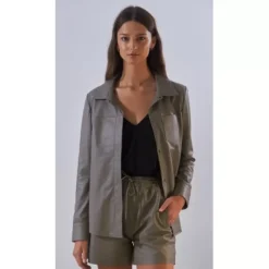 Skirts And Shorts*OAKWOOD Pick Mastic - Genuine Leather Shorts With Elastic Waist