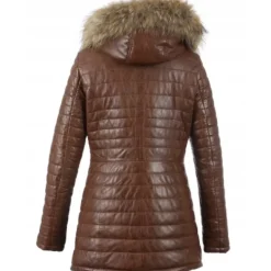 Downjackets*OAKWOOD Popping Cognac -Two-Tone Genuine Leather Long Down Jacket