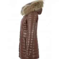 Downjackets*OAKWOOD Popping Cognac -Two-Tone Genuine Leather Long Down Jacket