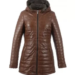 Downjackets*OAKWOOD Popping Cognac -Two-Tone Genuine Leather Long Down Jacket