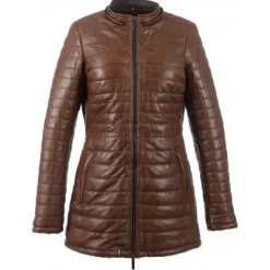Downjackets*OAKWOOD Popping Cognac -Two-Tone Genuine Leather Long Down Jacket