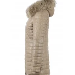 Downjackets*OAKWOOD Popping Dark Beige -Two-Tone Genuine Leather Long Down Jacket