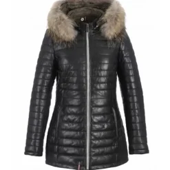 Downjackets*OAKWOOD Poppy Black - Genuine Leather Long Down Jacket