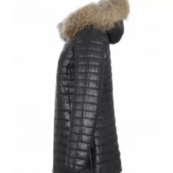 Downjackets*OAKWOOD Poppy Black - Genuine Leather Long Down Jacket