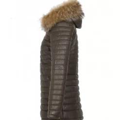 Downjackets*OAKWOOD Poppy Brown - Genuine Leather Long Down Jacket