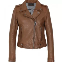Biker Jackets*OAKWOOD Princess 6 Cognac - Biker Inspired Jacket In Genuine Leather