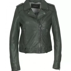 Biker Jackets*OAKWOOD Princess 6 Green - Biker Inspired Jacket In Genuine Leather