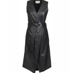 Dresses*OAKWOOD Rebecca Black - Genuine Leather Wrap Dress