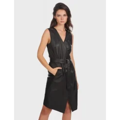 Dresses*OAKWOOD Rebecca Black - Genuine Leather Wrap Dress