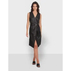 Dresses*OAKWOOD Rebecca Black - Genuine Leather Wrap Dress