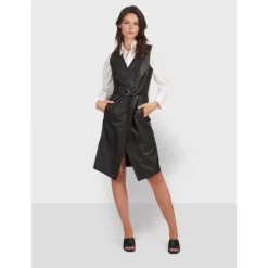 Dresses*OAKWOOD Rebecca Black - Genuine Leather Wrap Dress
