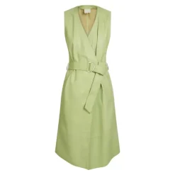 Dresses*OAKWOOD Rebecca Light Green - Genuine Leather Wrap Dress