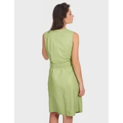 Dresses*OAKWOOD Rebecca Light Green - Genuine Leather Wrap Dress