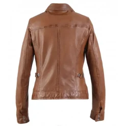 Biker Jackets*OAKWOOD Recital 6 Cognac - Shirt Collar Jacket In Genuine Washed Effect Leather