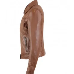 Biker Jackets*OAKWOOD Recital 6 Cognac - Shirt Collar Jacket In Genuine Washed Effect Leather