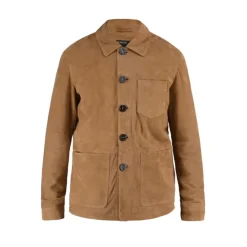 Simple Jackets*OAKWOOD Riccardo Tan - Genuine Goat Suede Leather Jacket With Shirt Collar