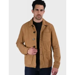 Simple Jackets*OAKWOOD Riccardo Tan - Genuine Goat Suede Leather Jacket With Shirt Collar