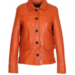 Jackets*OAKWOOD Romana Orange - Genuine Sheep Leather Jacket With Washed Effect