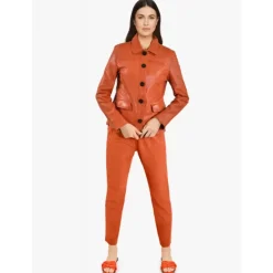 Jackets*OAKWOOD Romana Orange - Genuine Sheep Leather Jacket With Washed Effect
