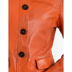 Jackets*OAKWOOD Romana Orange - Genuine Sheep Leather Jacket With Washed Effect