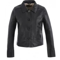 Jackets*OAKWOOD Rosalie Black - Short Genuine Leather Jacket With Shirt Collar