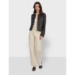 Jackets*OAKWOOD Rosalie Black - Short Genuine Leather Jacket With Shirt Collar