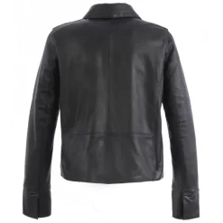 Jackets*OAKWOOD Rosalie Black - Short Genuine Leather Jacket With Shirt Collar