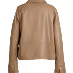 Jackets*OAKWOOD Rosalie Coffee- Short Genuine Leather Jacket With Shirt Collar