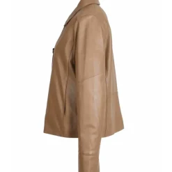 Jackets*OAKWOOD Rosalie Coffee- Short Genuine Leather Jacket With Shirt Collar