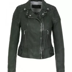 Biker Jackets*OAKWOOD Sasha 6 Green - Genuine Leather Biker Inspired Jacket