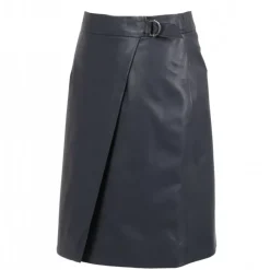 Skirts And Shorts*OAKWOOD Silvia Petrol Blue - Genuine Leather Wraparound Skirt