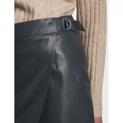 Skirts And Shorts*OAKWOOD Silvia Petrol Blue - Genuine Leather Wraparound Skirt