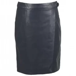 Skirts And Shorts*OAKWOOD Silvia Petrol Blue - Genuine Leather Wraparound Skirt