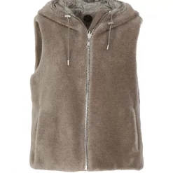 Vests*OAKWOOD Smiley Taupe - Reversible Fake Fur 100% Wool / Nylon Gilet