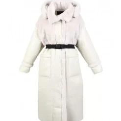 Coats*OAKWOOD Sofia Eggshell - Tri-Material Long Coat / Fake Fur-Faux Leather-Padded Nylon