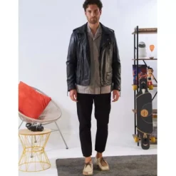 Jackets*OAKWOOD Soldier Black - Genuine Leather Biker Jacket With Asymmetrical Closure And Washed Effect