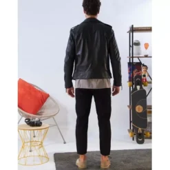 Jackets*OAKWOOD Soldier Black - Genuine Leather Biker Jacket With Asymmetrical Closure And Washed Effect