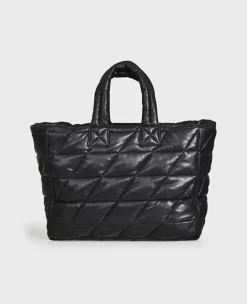 Accessories*OAKWOOD Sorolla Black - Padded Genuine Leather Shopping Bag