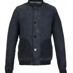 Jackets*OAKWOOD Supporter Navy Blue - Genuine Goat Suede Leather Jacket