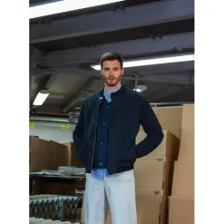 Jackets*OAKWOOD Supporter Navy Blue - Genuine Goat Suede Leather Jacket