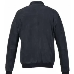 Jackets*OAKWOOD Supporter Navy Blue - Genuine Goat Suede Leather Jacket