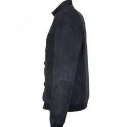 Jackets*OAKWOOD Supporter Navy Blue - Genuine Goat Suede Leather Jacket