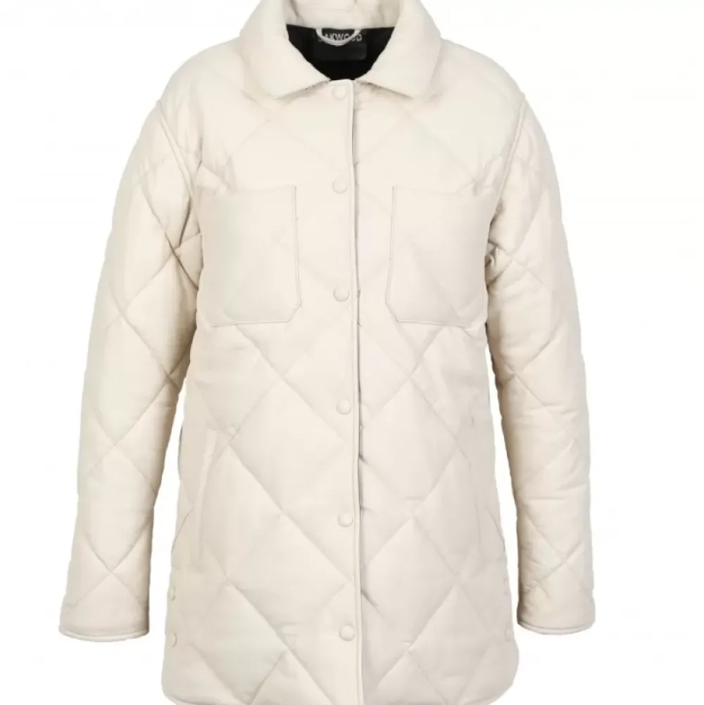 Coats*OAKWOOD Tocade Eggshell - Padded Genuine Leather Overshirt