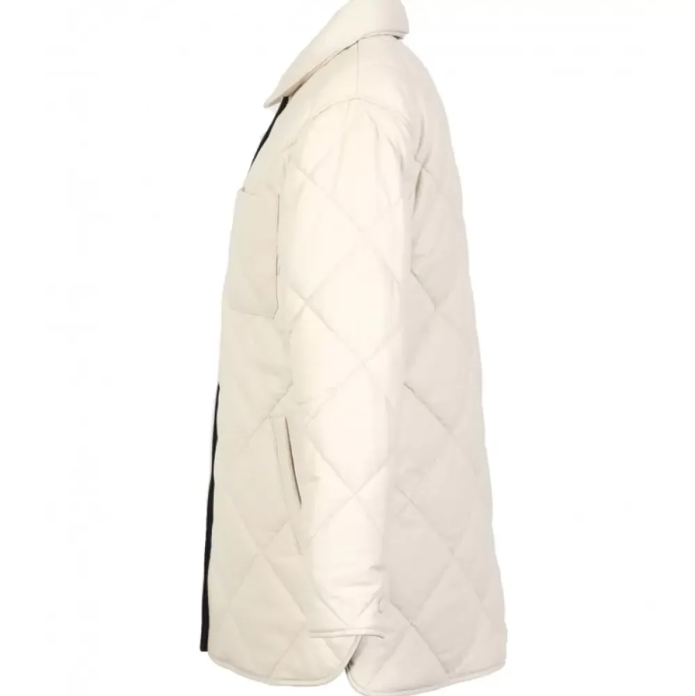 Coats*OAKWOOD Tocade Eggshell - Padded Genuine Leather Overshirt