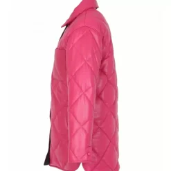 Coats*OAKWOOD Tocade Fushia - Padded Genuine Leather Overshirt