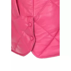 Coats*OAKWOOD Tocade Fushia - Padded Genuine Leather Overshirt