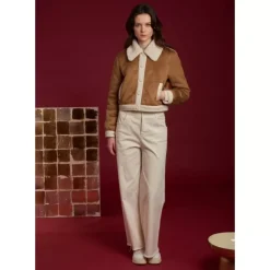 Jackets*OAKWOOD Tower Tan - Faux Shearling Short Jacket