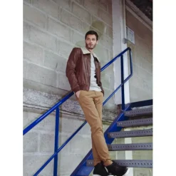 Bombers*OAKWOOD Trader Tan - Genuine Leather Bomber Inspired Jacket